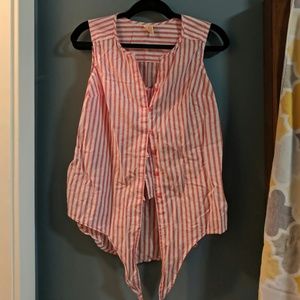 Red and white striped sleeveless blouse